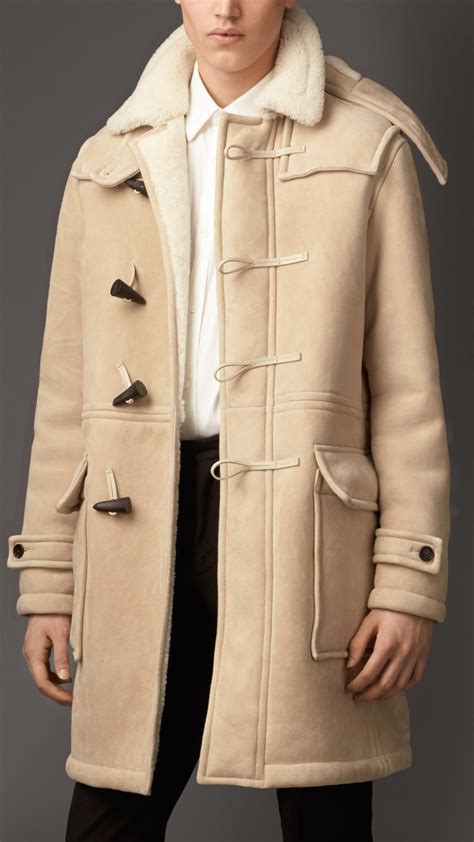 Lyst Burberry Heritage Detail Shearling Duffle Coat In Natural For Men