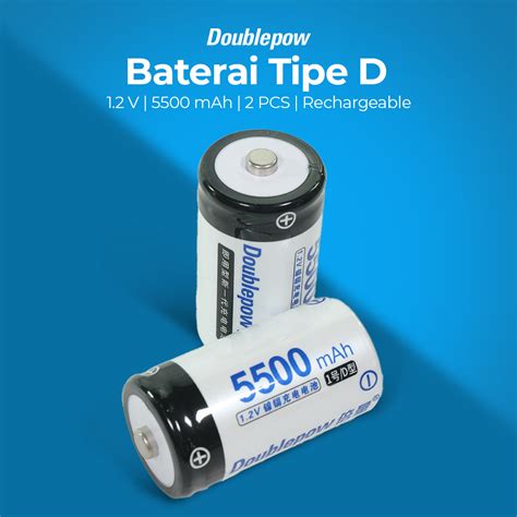 Doublepow Baterai Rechargeable D Ni Cd V Mah Pcs White