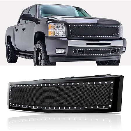 Black Mesh Front Hood Bumper Grill Grille Abs For Chevy Silverado