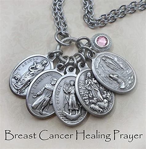 Breast Cancer Healing Prayer Necklace Keychain Purse Clip St Agatha