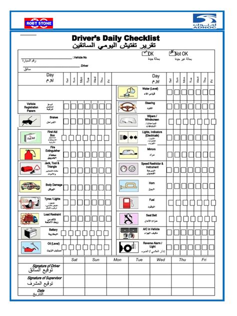 Driver's Daily Checklist | PDF | Vehicles | Land Vehicles