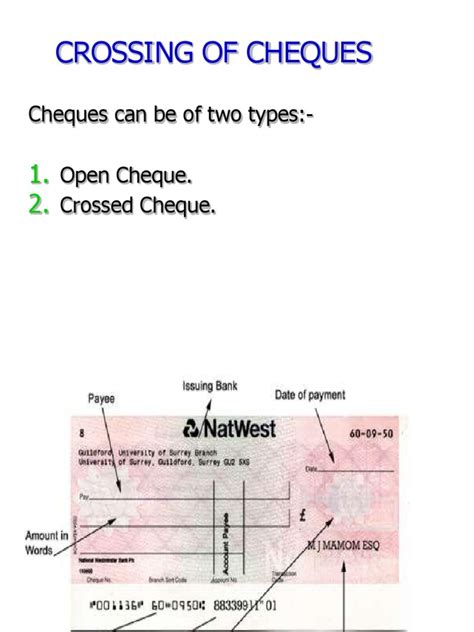 Crossing Of Cheques Cheque Payments