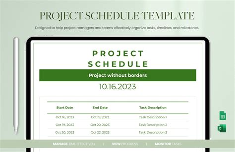 Project Schedule Template - Download in Excel, Google Sheets | Template.net