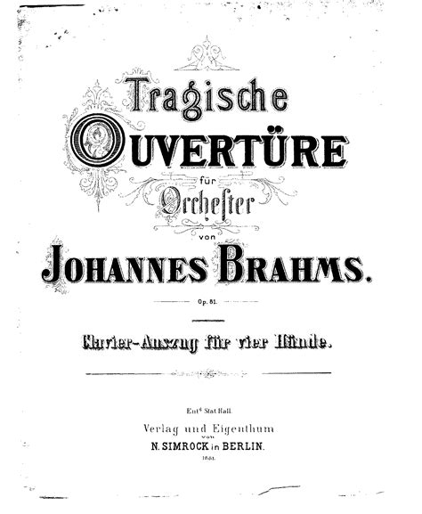 Tragic Overture Op Brahms Johannes Imslp Free Sheet Music Pdf