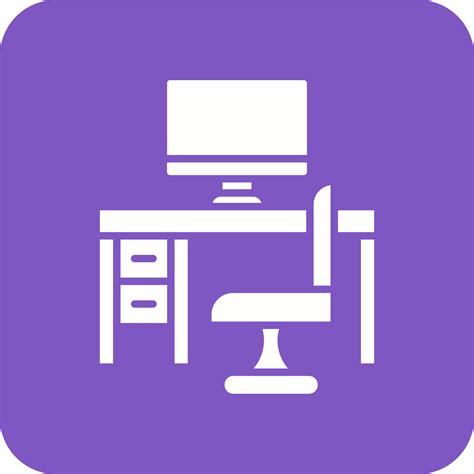 Computer Table Glyph Round Corner Background Icon Vector Art