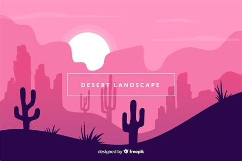 Free Vector | Desert with cactus landscape background