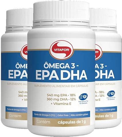 Kit 3 ômega 3 EPA DHA 1000mg Vitafor 120 cápsulas Amazon br