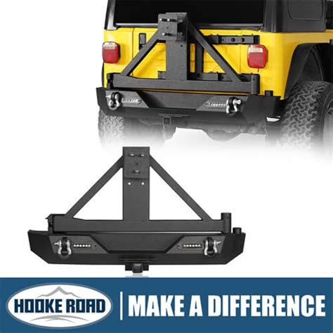 Hookeroad Rear Bumper W Tire Carrier For 1987 2006 Jeep Wrangler Tj