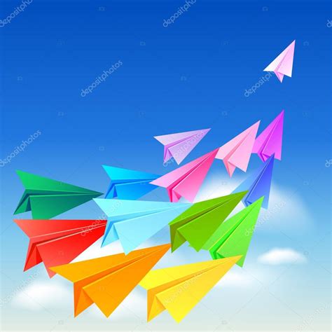 Aviones de papel de colores vector gráfico vectorial Marisha imagen