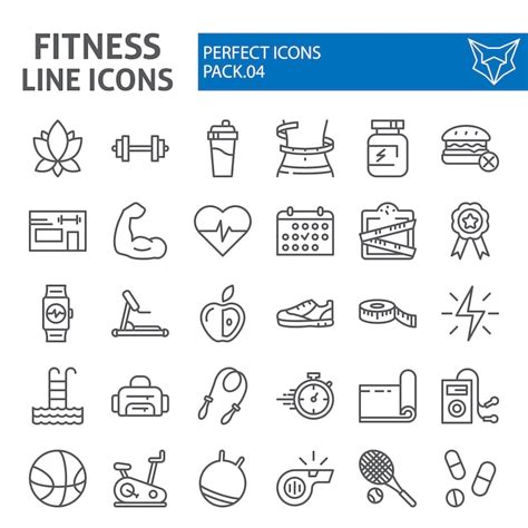 Premium Vector Fitness Line Icon Set Sport Collection