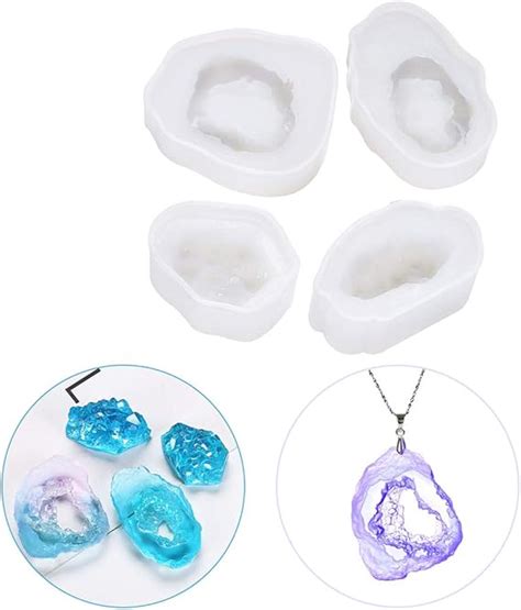 Fineinno Pcs Gemstone Resin Molds Quartz Rock Cluster Silicone Molds