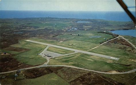 Aerial View of Airport Block Island, RI Postcard