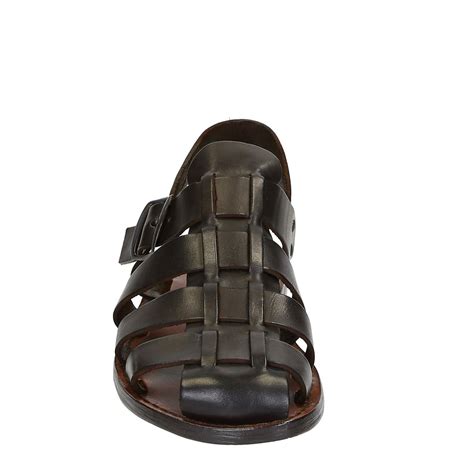 Handmade In Italy Mens Franciscan Sandals In Dark Brown Leather