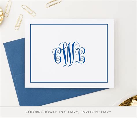 Monogrammed Stationary Cards Folded Monogram Stationery Set Etsy