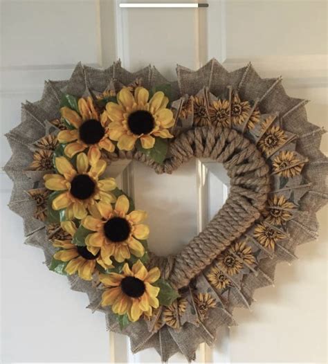 Rope Wreath Diy Sunflower Burlap Wreaths Fall Mesh Wreaths Burlap