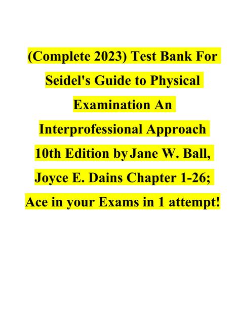 Solution Complete Test Bank For Seidel S Guide To Physical