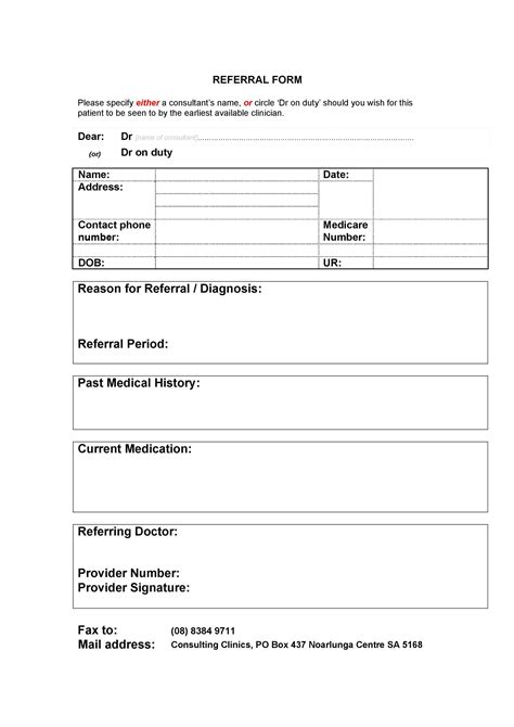 Physician Referral Form Template