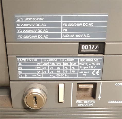 Abb Sace E S Circuit Breaker Sace Pr P In A Sace Emax E Iu