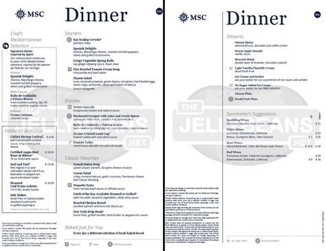 Msc Meraviglia Main Dining Rooms Dinner Menu August Flickr