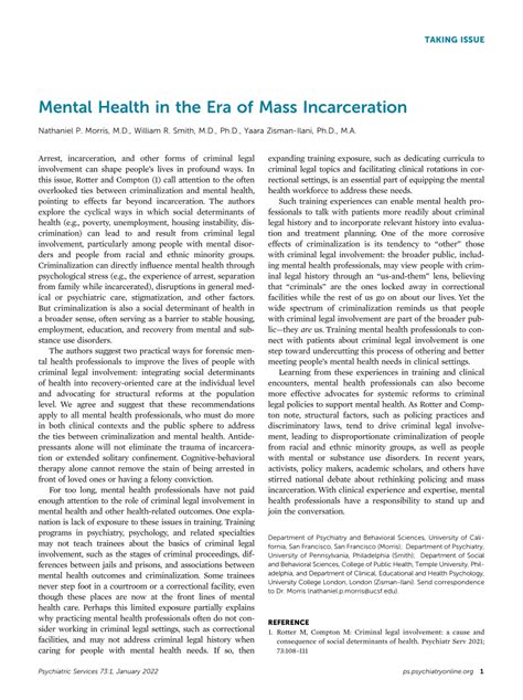 (PDF) Mental Health in the Era of Mass Incarceration