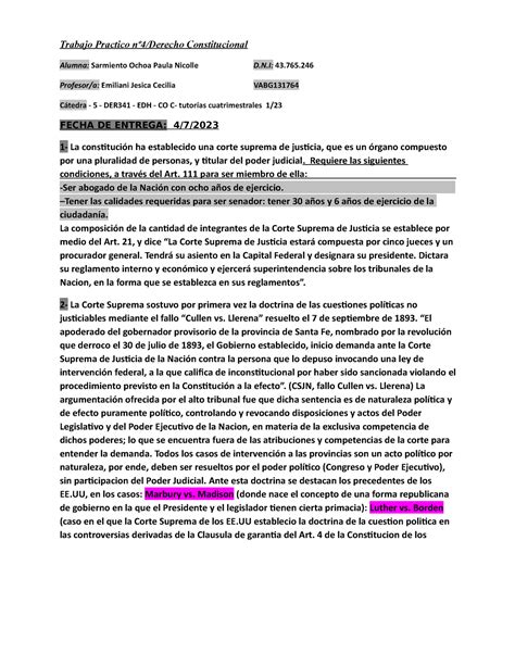 Trabajo Practico 4 Derecho Constitucional Trabajo Practico nº4