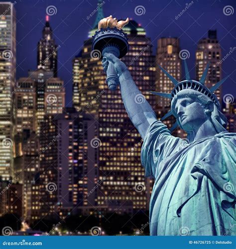 1,264 New York Skyline Night Statue Liberty Stock Photos - Free ...