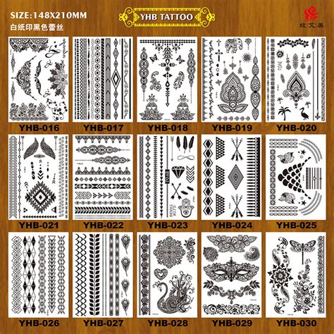 Henna Temporary Tattoo Black Art Stickers Lace Mehndi Body Transfers