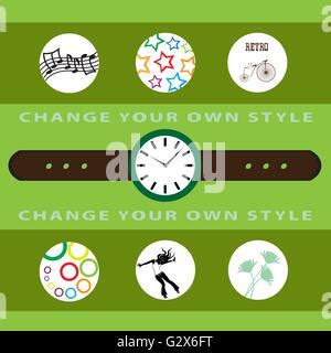 Different Old And Modern Clocks And Hand Watches Set Vector