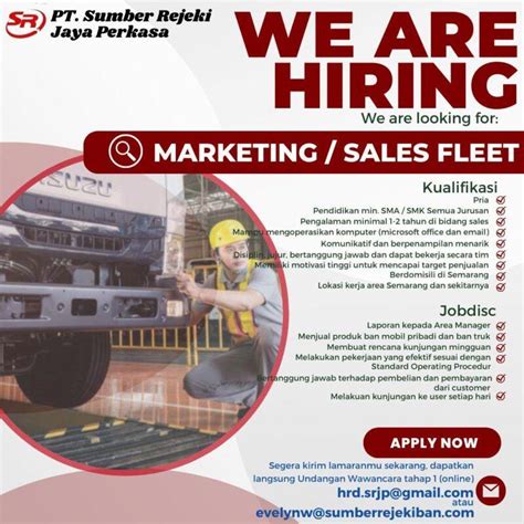 Lowongan Kerja Marketing Sales Fleet Jogja Semarang Di PT Sumber