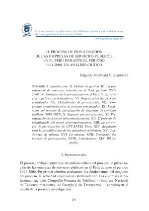 El Proceso De Privatizaci N De Las Empresas De Servicios P Blicos En El