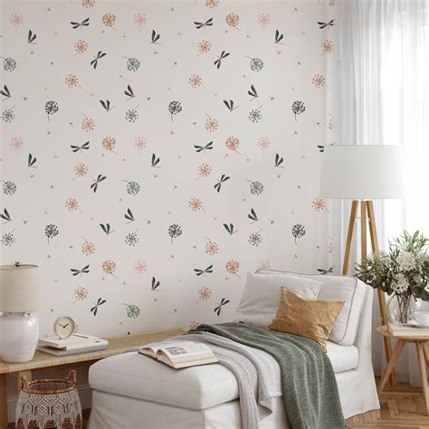 Removable Floral Wallpaper, Mural Floral Wallpaper, Botanical Custom