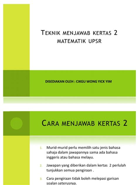 Pdf Teknik Menjawab Kertas Matematik Upsr Dokumen Tips