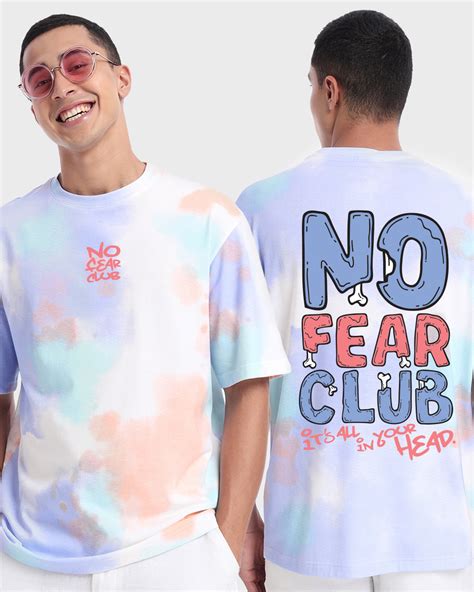 Buy Mens White And Blue No Fear Club Tie And Dye Oversized T Shirt Online