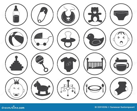 Baby Icons Vector Collection Stock Vector Illustration Of Black