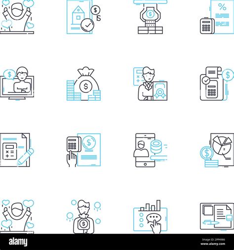 Conjunto De Iconos Lineales De Ingresos E Ingresos Ganancias