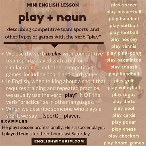 Use Play Noun Collocations To Describe Competitive Team Sports And