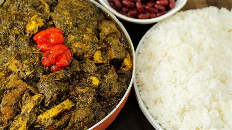 The Best Cassava Leaf Stew Ever And Boiled Rice How To Cook Cassava Leaf Stew Step By Step