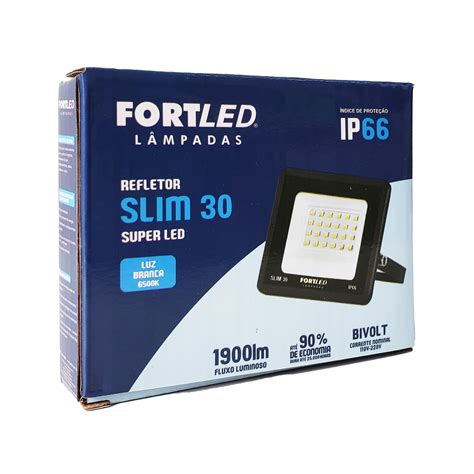 Refletor Superled Slim W Luz Branca Fortled