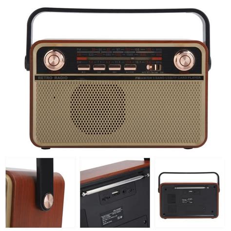 HURRISE Radio USB Radio FM AM SW Portable Radio Bluetooth 3 Bandes