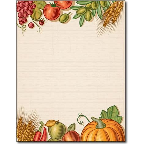 Fall Harvest Table Thanksgiving Letterhead Paper 80 Sheets