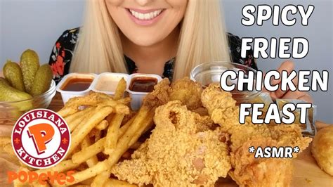 Popeyes Spicy Fried Chicken And Cajun Fries Feast Extreme Crunch Asmr