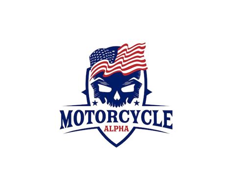 Plantilla de diseño de logotipo de skull patriotic motorcycle club