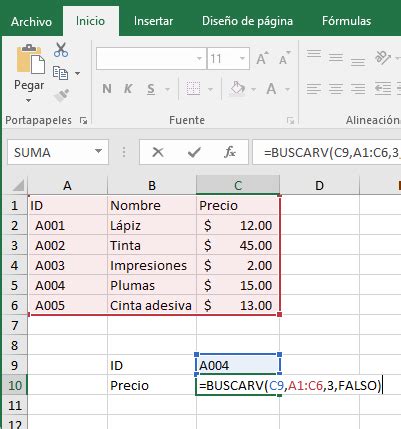 Cómo usar la fórmula BUSCARV VLOOKUP en Excel