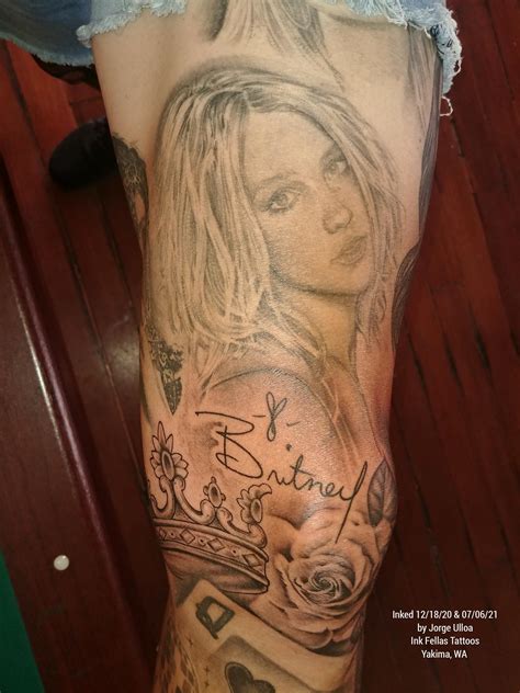 Britney Spears Tattoo On My Left Knee And Thigh Done In 2 Phases Rbritneyspears