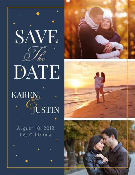 Blue Save The Date Flyer Template Postermywall