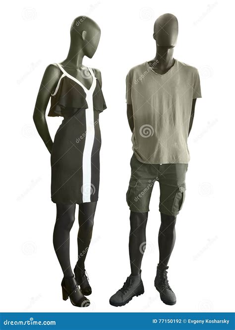 Two Mannequins Male And Female Dressed In Casual Clothes Stock Photo