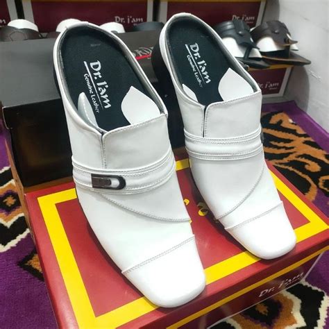 Jual Sepatu Dr Iam Sepatu Sandal Selop Bustong Putih Pria Kulit Sapi