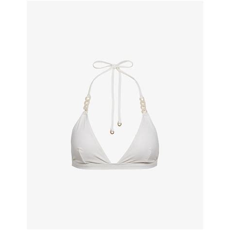 Reiss Ripley Chain Trim Bikini Top In White Lyst Canada