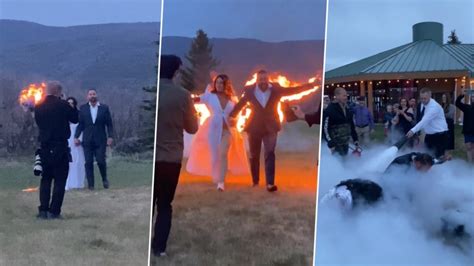 Fiery Wedding Stunt Bride And Groom Set Themselves On Fire To Exit