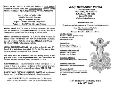 July 14 Bulletin - Holy Redeemer